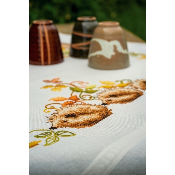 Vervaco Kit nappe Hérissons et feuilles d'automne