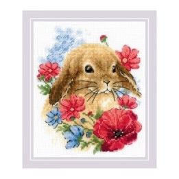 Riolis Borduurpakket Konijntje in bloemen