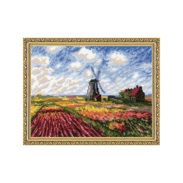 Riolis Borduurpakket Tulpenvelden naar het schilderij van C.