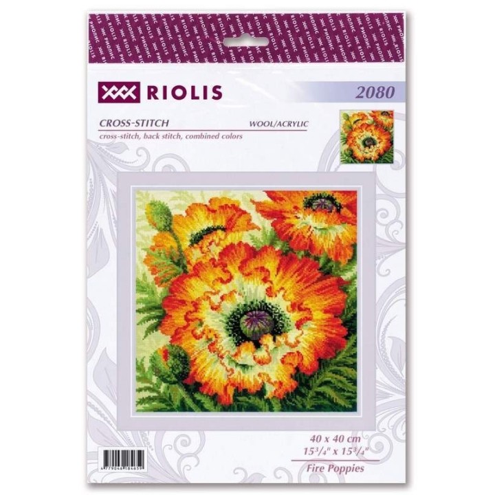 Riolis Kit de broderie Coquelicots de feu