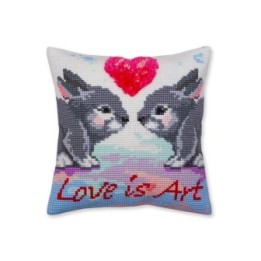  borduurkussen Borduurkussen Liefde is kunst