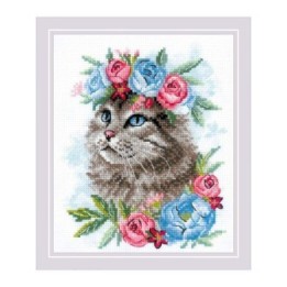 Riolis Stickset Katze in Blumen