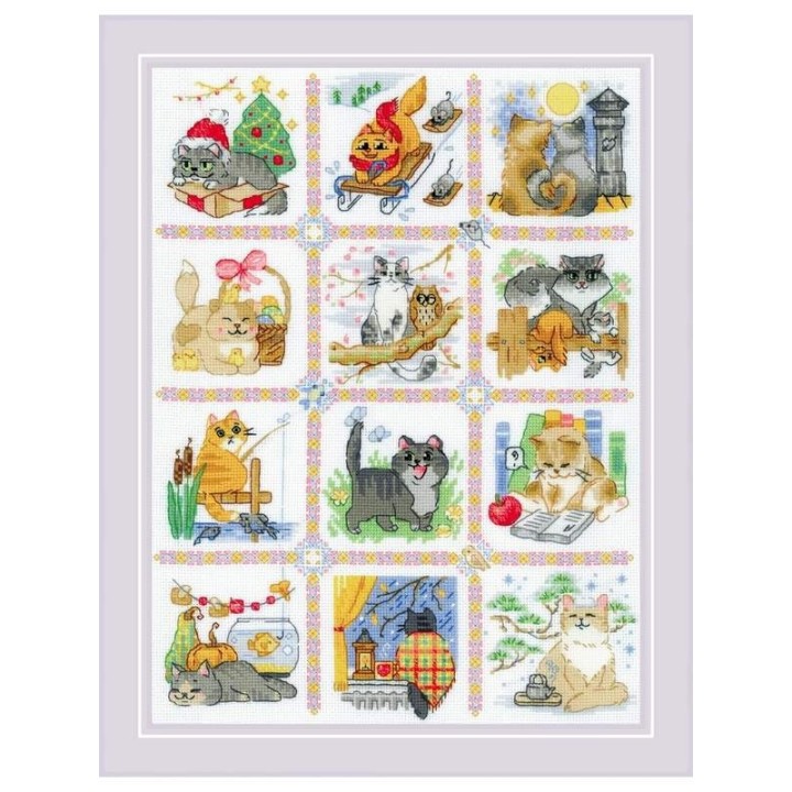Riolis Embroidery kit Cat Calendar