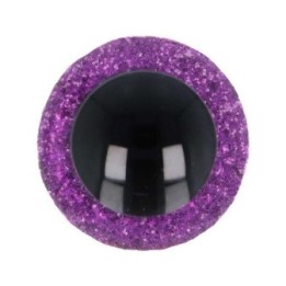 Dierenoog 15 mm paars glitter