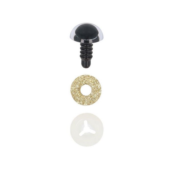 Tieraugen 10 mm Gold Glitzer für Amigurumi und Kuscheltiere