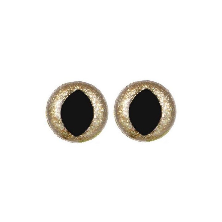 Cat eye 12 mm light gold glitter