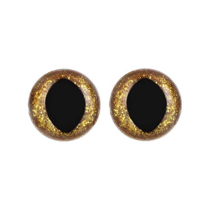 Cat eye 15 mm gold glitter