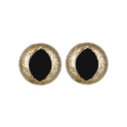 Kattenoog 15 mm licht goud glitter