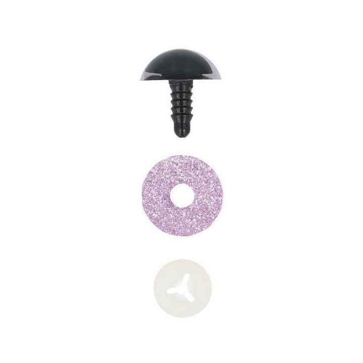 Kattenoog 15 mm paars glitter