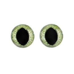 Cat eye 18 mm green glitter