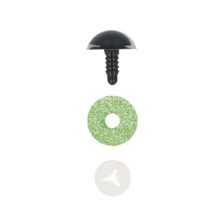 Cat eye 18 mm green glitter