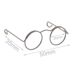 Bril voor knuffel metaal 5 cm oud nikkel