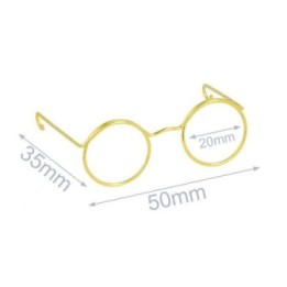 Bril voor knuffel metaal 5 cm goud