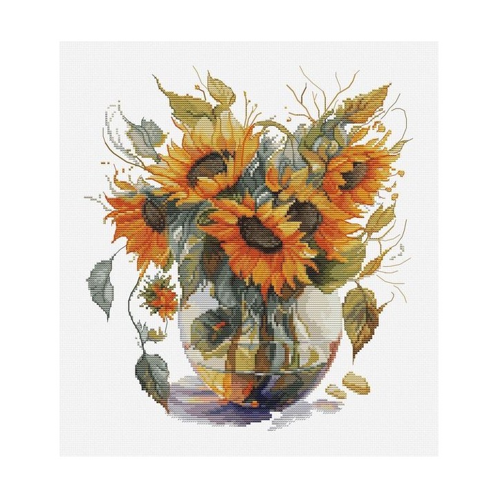 Luca-S Stickset Vase mit Sonnenblumen