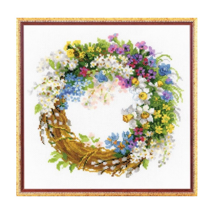Riolis Embroidery kit Wreath with Bird Cherry