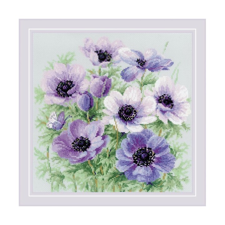 Riolis Stickset Lila Anemonen