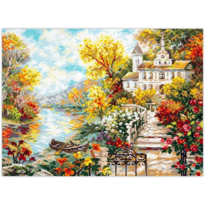 Kit de broderie Maison au bord de la rivière