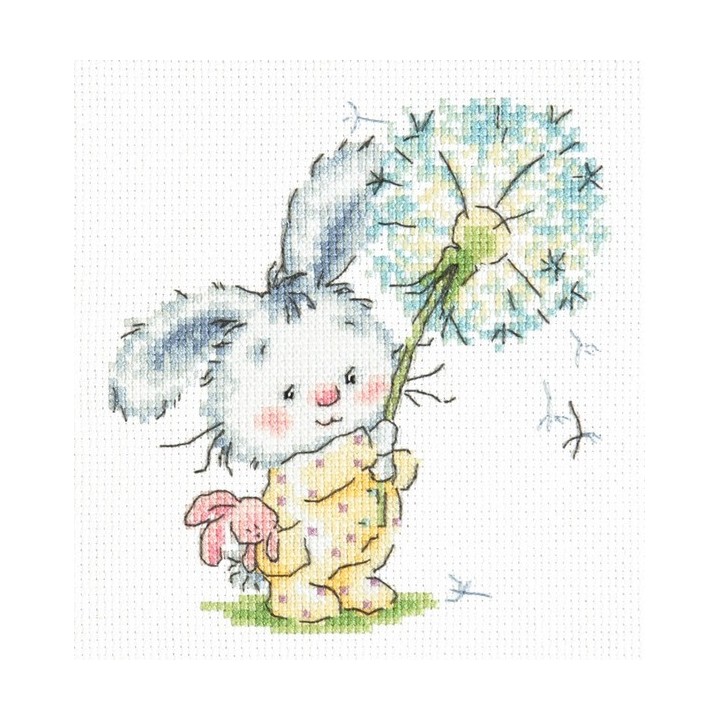 Borduurpakket Konijntje en Paardebloem