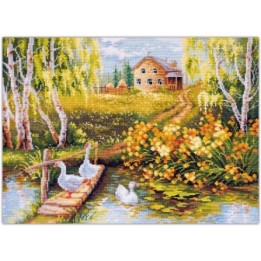 Kit de broderie Étang du village