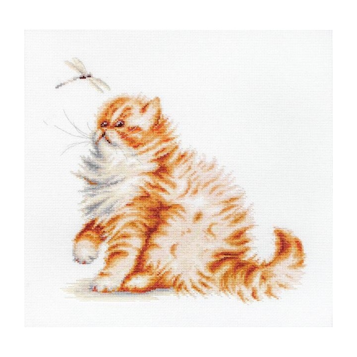 Luca-S Kit de broderie Chaton avec une libellule
