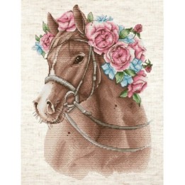 Stickset das Pferd in Blumen