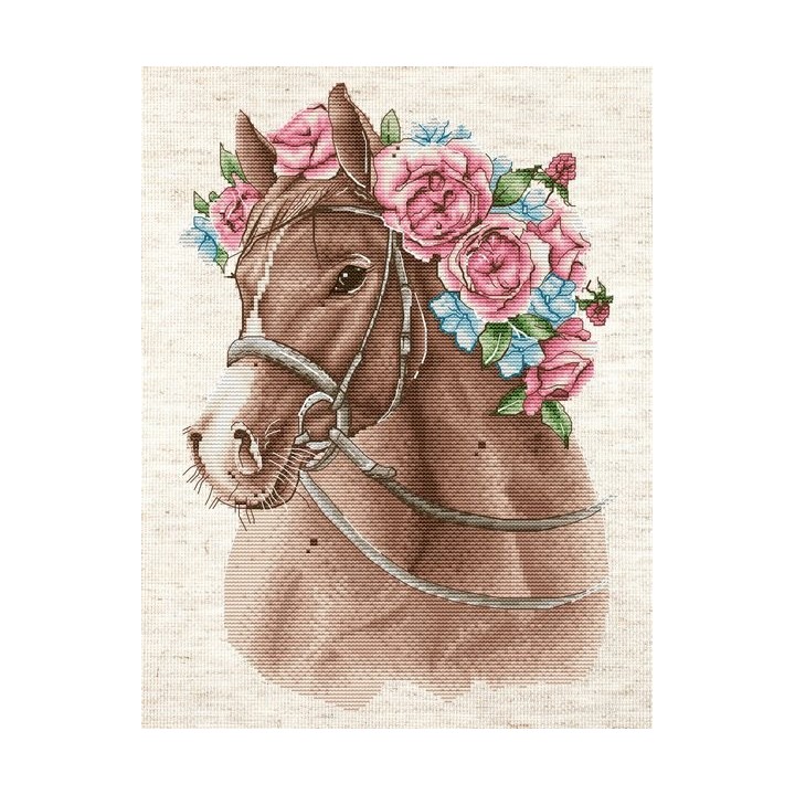 Borduurpakket Paard in bloemen