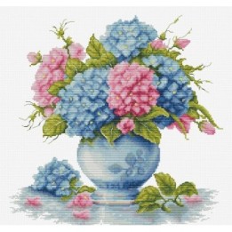 Luca-S Stickset Vase mit Hortensie