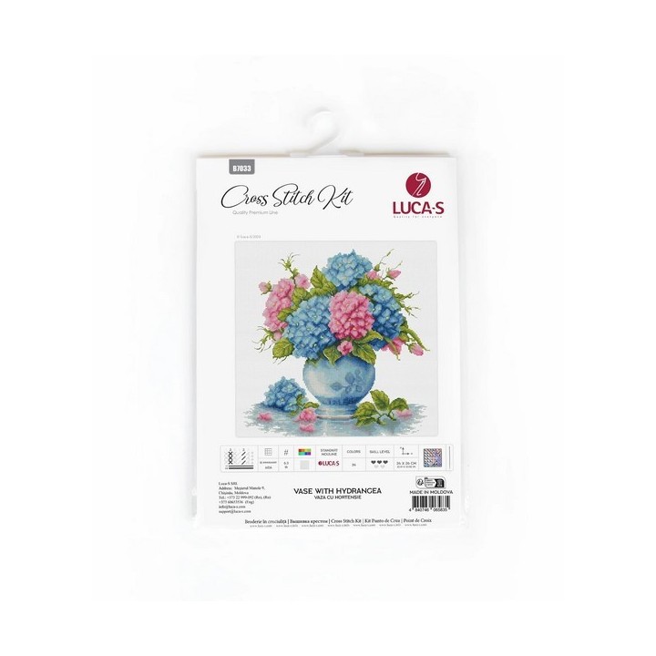Luca-S Stickset Vase mit Hortensie