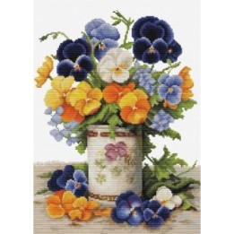 Luca-S Embroidery kit Pansies Bouquet