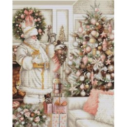 Luca-S Embroidery kit White Santa With Christmas Tree