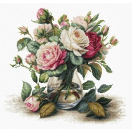 Luca-S Stickset Vase mit Rosen