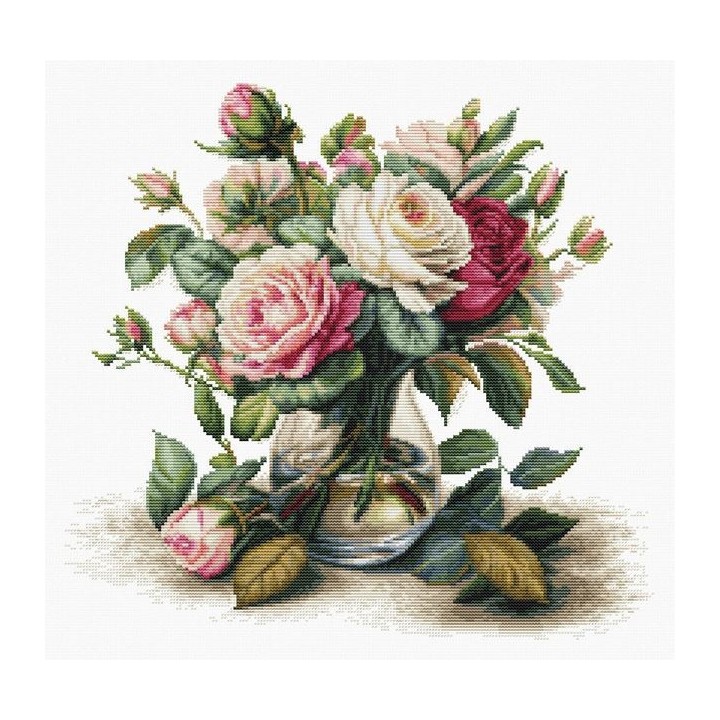Luca-S Stickset Vase mit Rosen