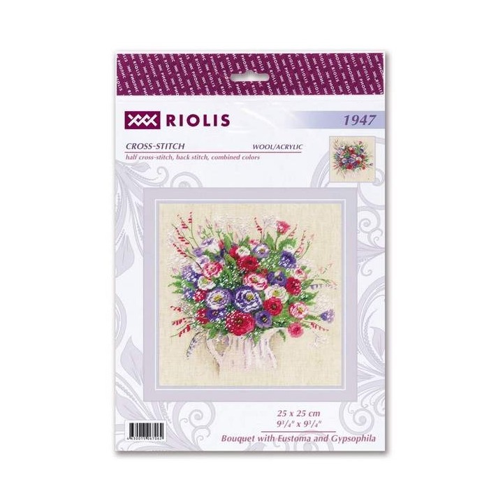 Riolis Kit de broderie Bouquet d'Eustoma et de Gypsophile