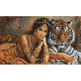 Luca-S Kit de broderie La princesse indienne et le tigre royal