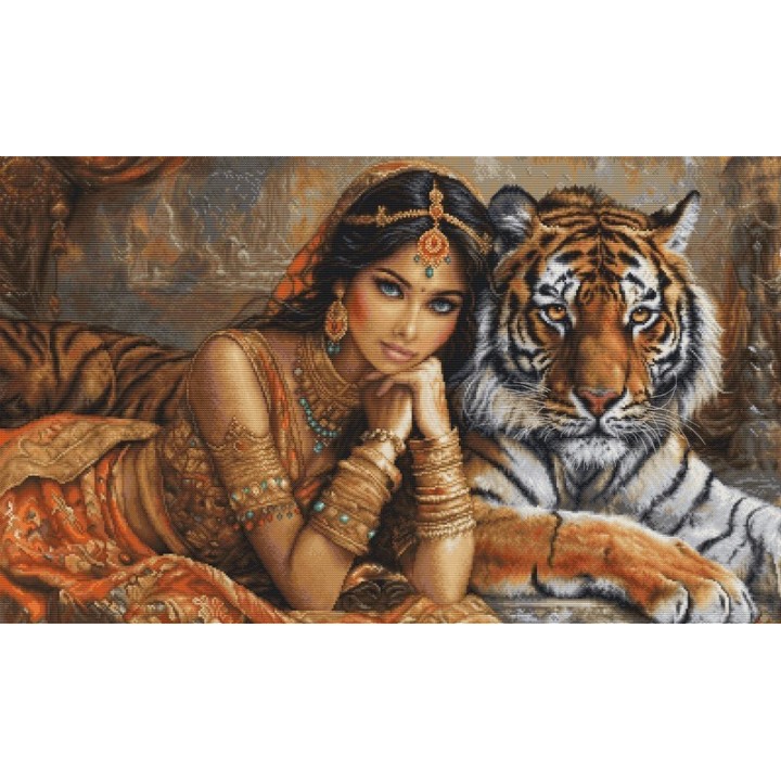 Luca-S Embroidery kit The Indian Princess and The Royal Tiger