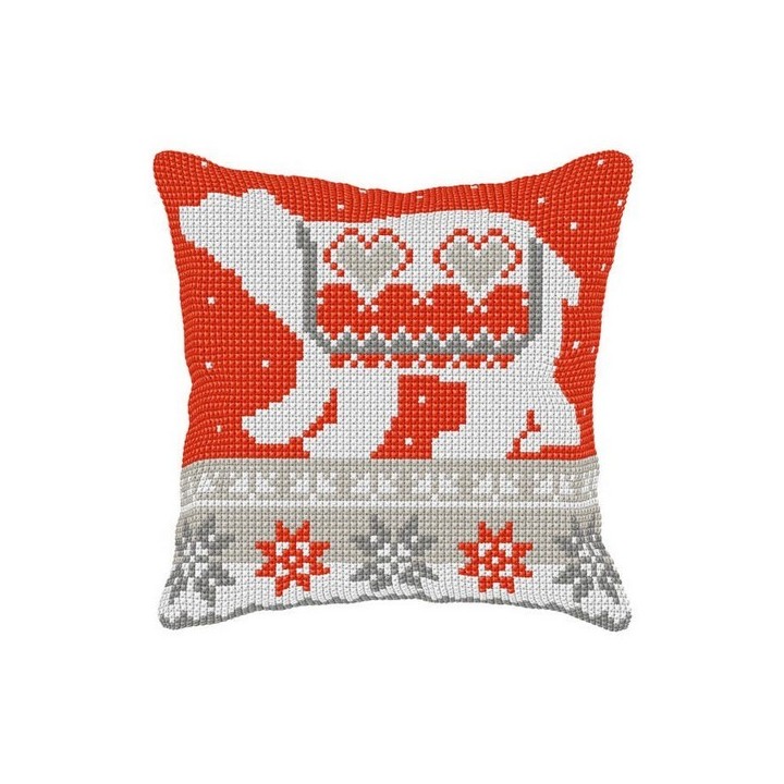 Kit coussin au point croix Ours blanc