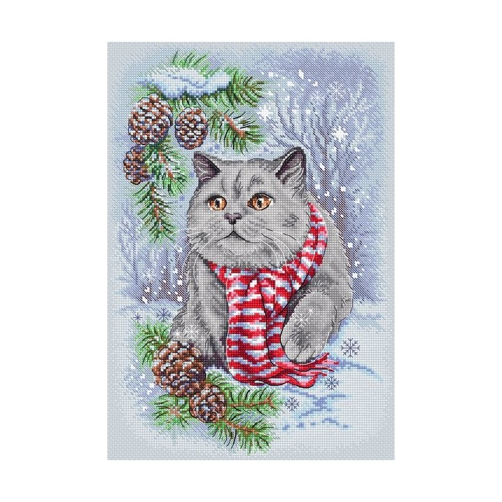 Embroidery kit Winter Cat