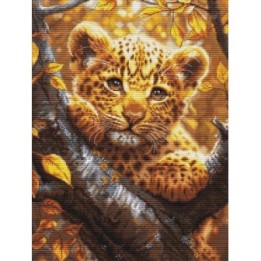 Luca-S Kit de broderie Le bébé léopard au lever du soleil
