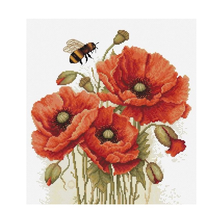 Luca-S Kit de broderie La splendeur des coquelicots d'été
