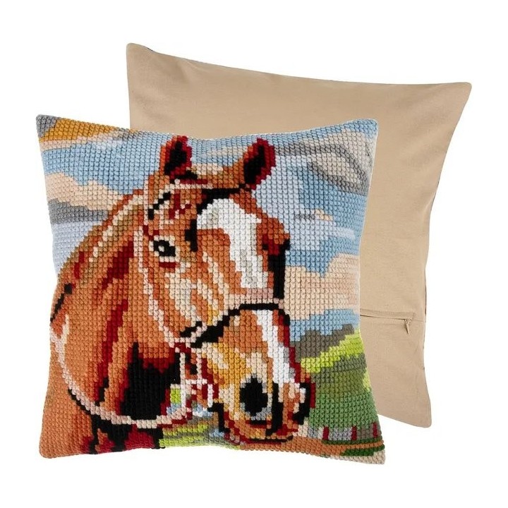 Cross stitch cushion kit Brown horse