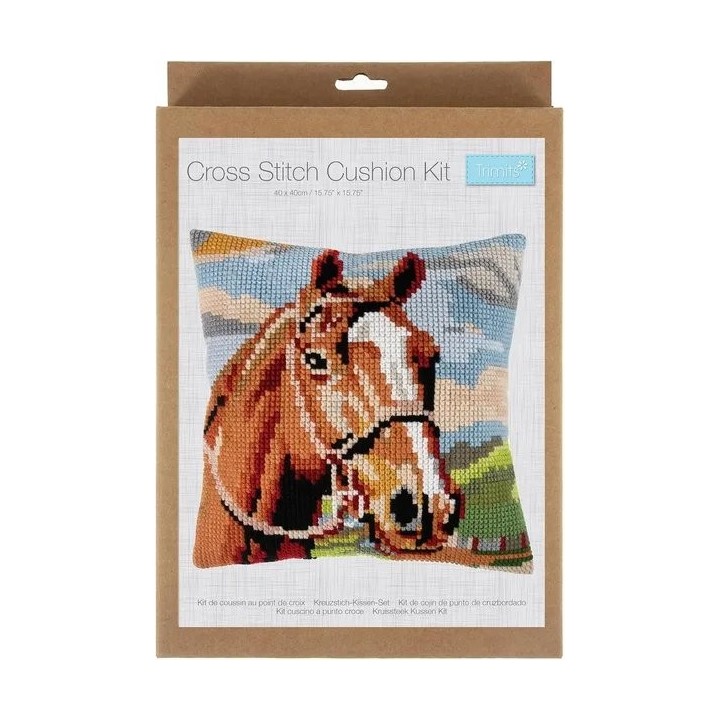 Borduurkussen Bruin paard