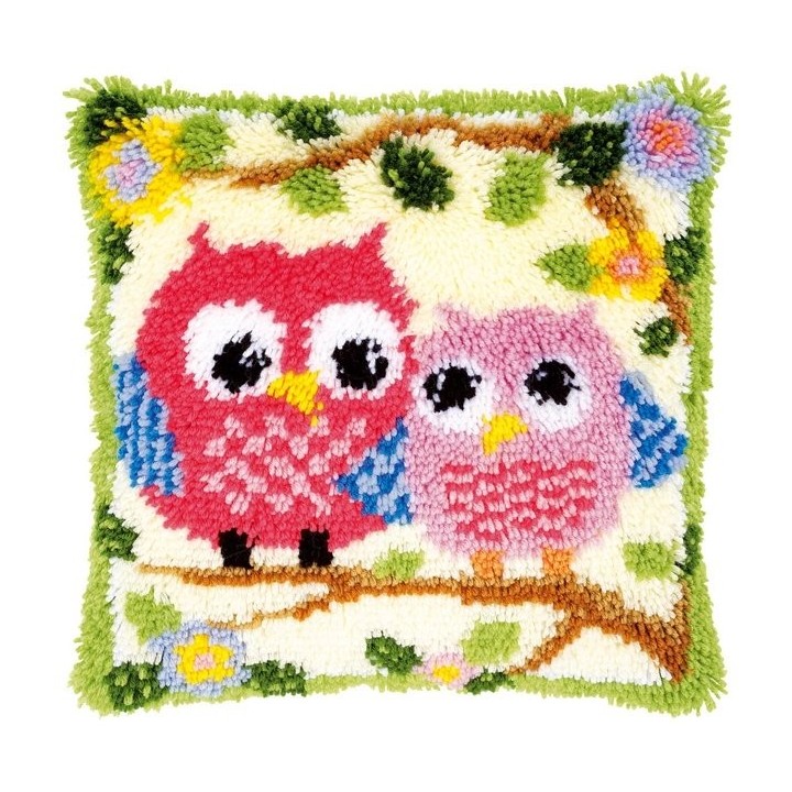 Kit coussin au point noué Chouettes sur branche 149752