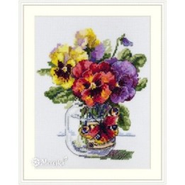 Merejka Borduurpakket Viooltjes en Vlinders 