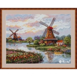 Merejka Embroidery kit Dutch Windmills