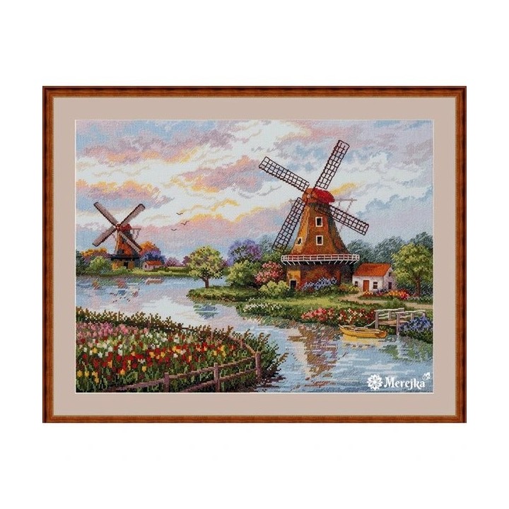 Merejka Kit de broderie Moulins à vent hollandais