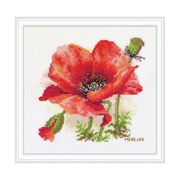 Merejka Kit de broderie Coquelicot rouge