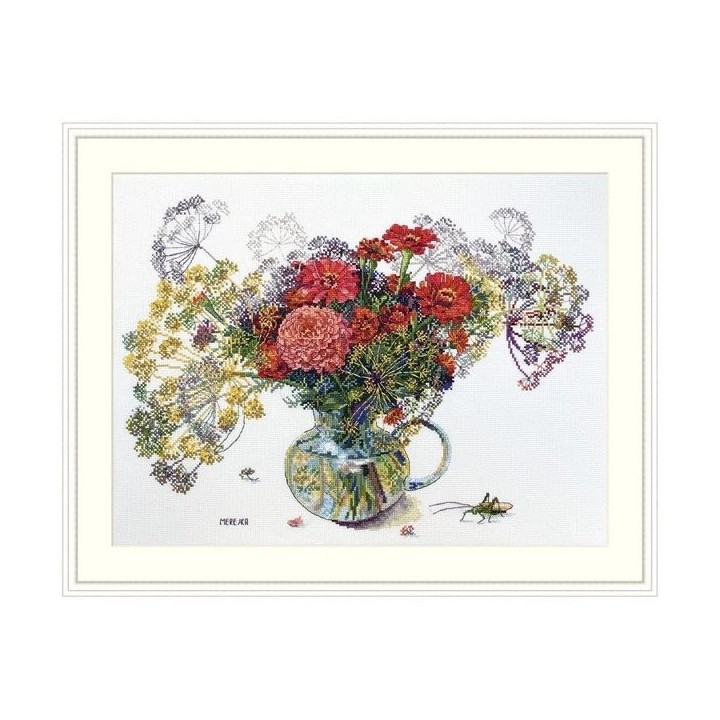Merejka Kit de broderie Zinnias et aneth