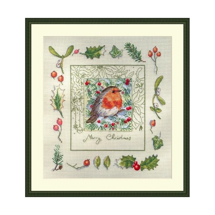 Merejka Kit de broderie Le rouge-gorge de Noël