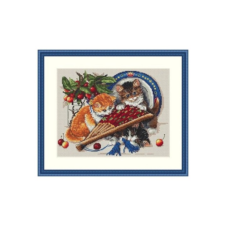 Merejka Borduurpakket Kittens & kersen 