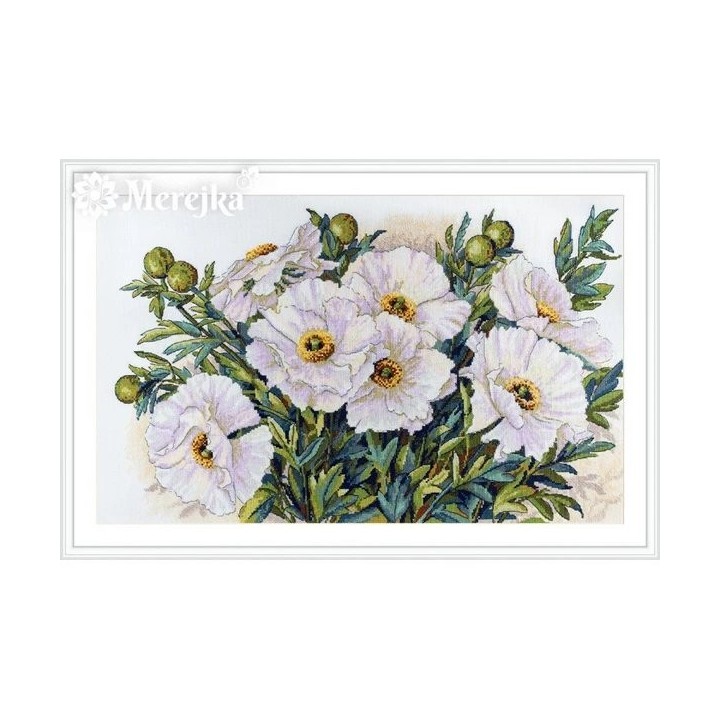 Borduurpakket Witte bloemen